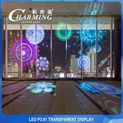 RGB P3.91 Przezroczysty szklany wyświetlacz, szklany ekran LED o wymiarach 500 x 1000 mm