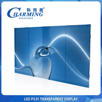 Centrum handlowe Reklama na szklanym ekranie 3D LED P3.91 Przezroczysty wyświetlacz LED na ścianie wideo