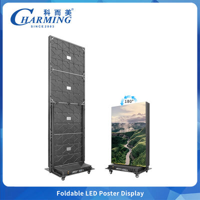Contain Sound Foldable Led Poster Screen Use For Indoor Commercial Display With 360° Wheel Portable