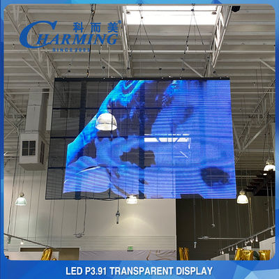 3D P3.91-7.8 Przezroczysta ściana LED ze szklanym ekranem Odlewany materiał aluminiowy